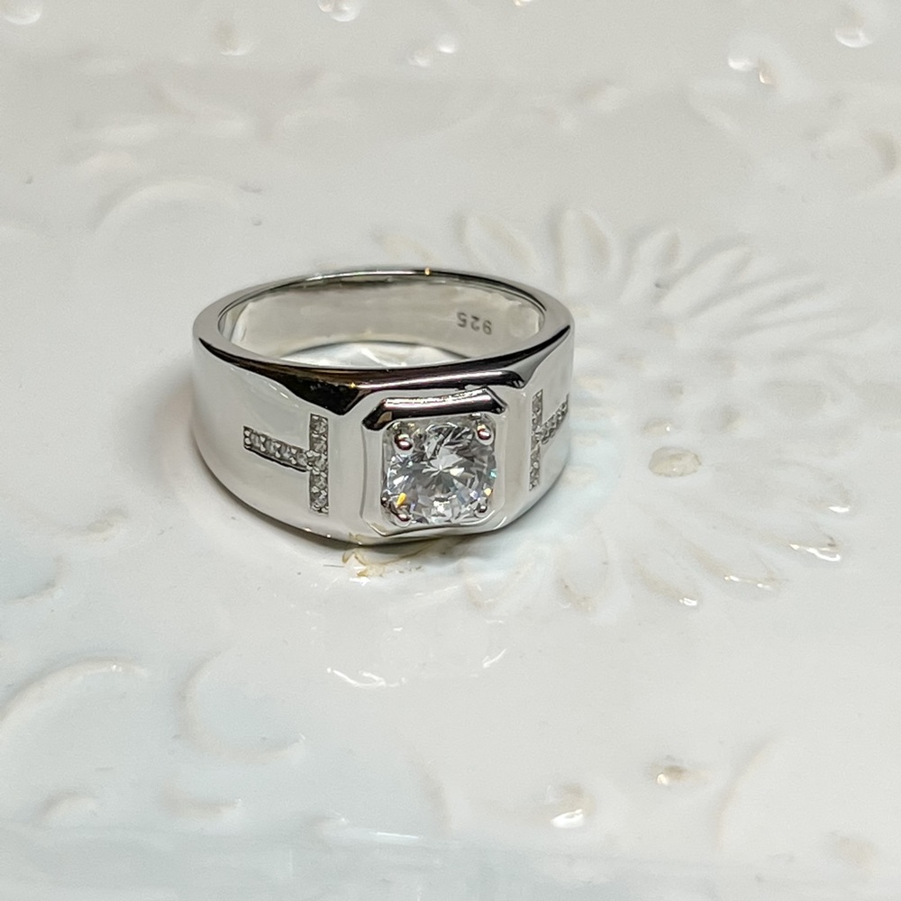 Sterling silver thick ring with stone for men and women - Picture 2 of 9